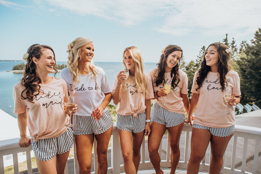 bridesmaids on porch