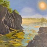 painting of the morning sun at the friars rocks on Harmon's harbor