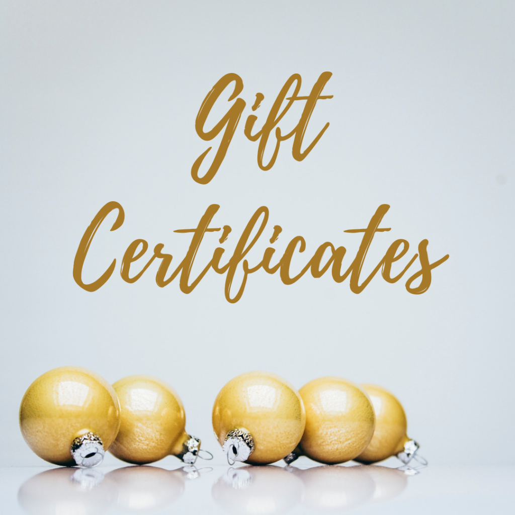 gift certificate promo image of christmas ornaments